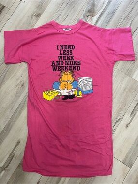 Vintage 1978 RARE Garfield Graphic Pink Pajama Shirt